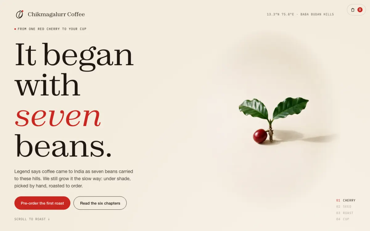 Chikmagalurr Coffee concept landing page