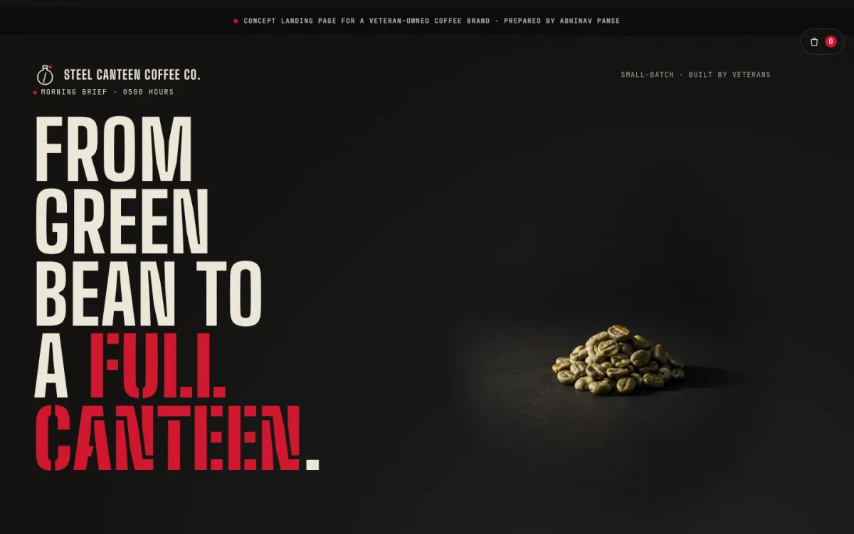 Steel Canteen Coffee concept landing page